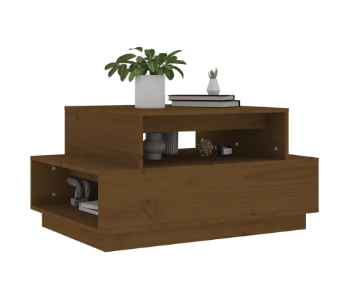 Mesa de centro madera maciza de pino marrón miel 80x55x40,5 cm