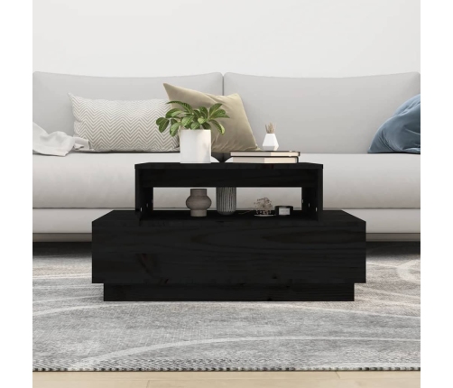 Mesa de centro madera maciza de pino negro 80x55x40,5 cm