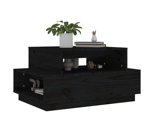 Mesa de centro madera maciza de pino negro 80x55x40,5 cm