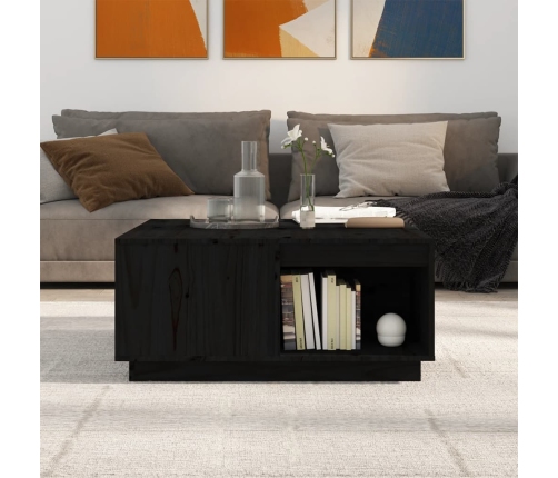 Mesa de centro de madera maciza de pino negro 80x81x36,5 cm