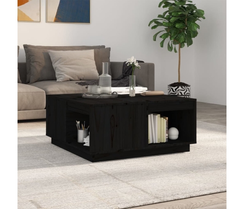 Mesa de centro de madera maciza de pino negro 80x81x36,5 cm