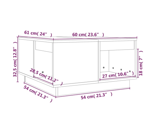 Mesa de centro madera maciza de pino 60x61x32,5 cm