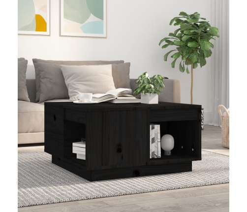 Mesa de centro de madera maciza de pino negro 60x61x32,5 cm