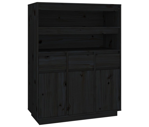 Aparador alto de madera maciza de pino negro 89x40x116,5 cm