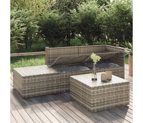 Set de muebles de jardín 4 pzas y cojines ratán sintético gris