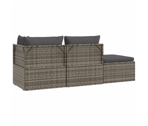 Set de muebles de jardín 4 pzas y cojines ratán sintético gris