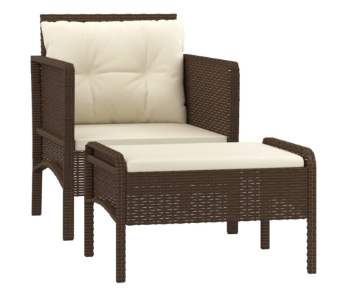 Set muebles de jardín 2 piezas y cojines ratán sintético marrón
