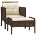 Set muebles de jardín 2 piezas y cojines ratán sintético marrón