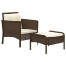 Set muebles de jardín 2 piezas y cojines ratán sintético marrón