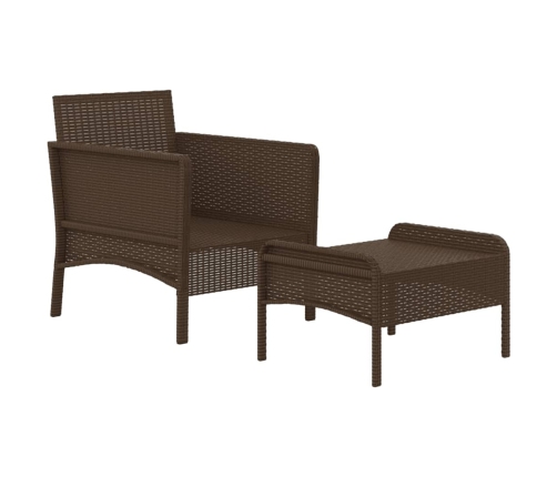 Set muebles de jardín 2 piezas y cojines ratán sintético marrón