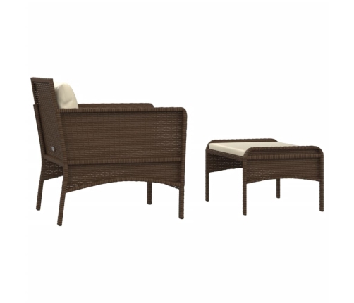 Set muebles de jardín 2 piezas y cojines ratán sintético marrón
