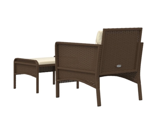 Set muebles de jardín 2 piezas y cojines ratán sintético marrón
