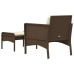 Set muebles de jardín 2 piezas y cojines ratán sintético marrón