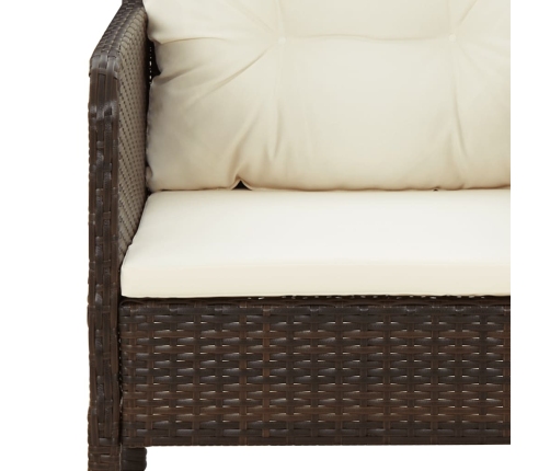 Set muebles de jardín 2 piezas y cojines ratán sintético marrón