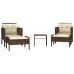 Set muebles de jardín 5 piezas y cojines ratán sintético marrón