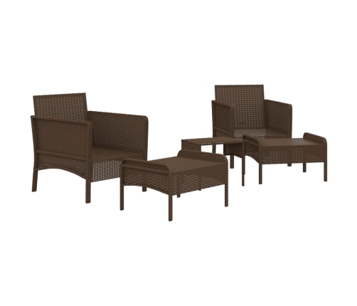 Set muebles de jardín 5 piezas y cojines ratán sintético marrón