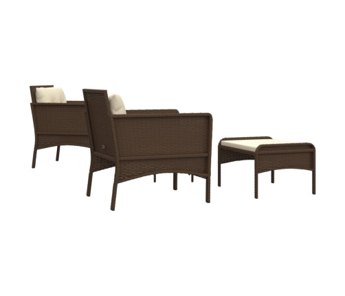 Set muebles de jardín 5 piezas y cojines ratán sintético marrón