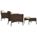 Set muebles de jardín 5 piezas y cojines ratán sintético marrón