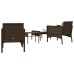 Set muebles de jardín 5 piezas y cojines ratán sintético marrón