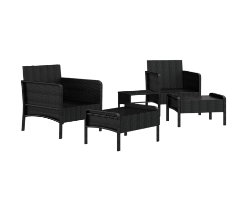 Set de muebles de jardín 5 pzas y cojines ratán sintético negro