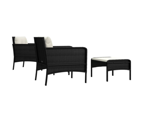 Set de muebles de jardín 5 pzas y cojines ratán sintético negro