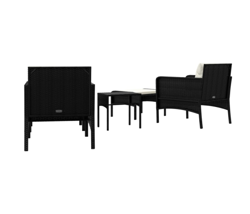 Set de muebles de jardín 5 pzas y cojines ratán sintético negro