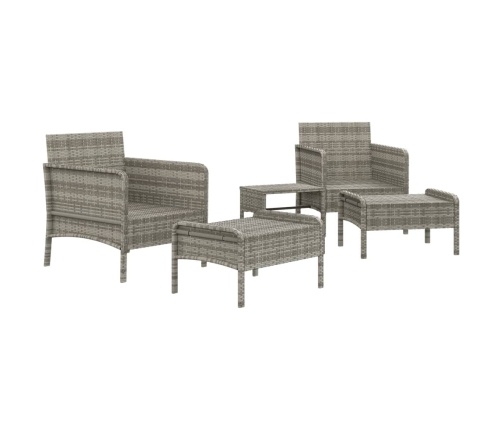 Set de muebles de jardín 5 pzas y cojines ratán sintético gris