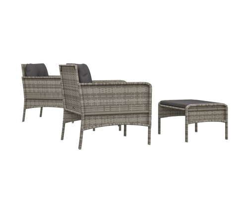 Set de muebles de jardín 5 pzas y cojines ratán sintético gris