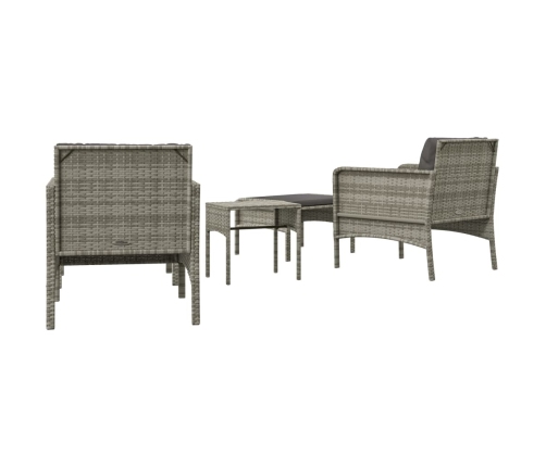 Set de muebles de jardín 5 pzas y cojines ratán sintético gris