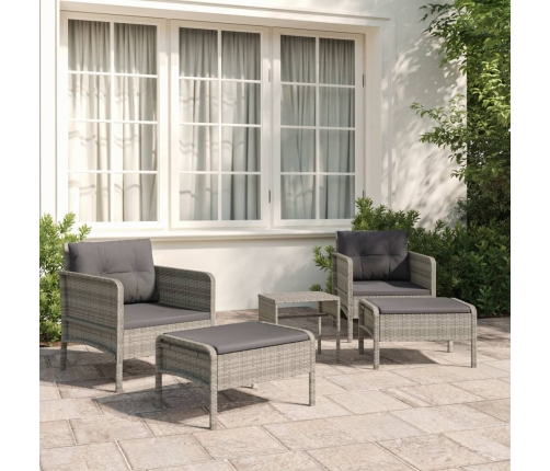 Set de muebles de jardín 5 pzas y cojines ratán sintético gris