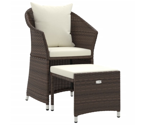 Set muebles de jardín 2 piezas y cojines ratán sintético marrón