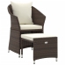 Set muebles de jardín 2 piezas y cojines ratán sintético marrón