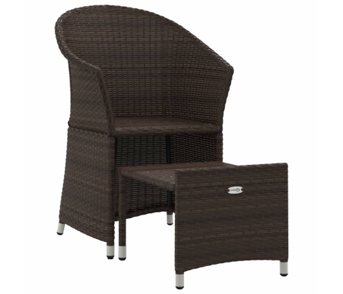 Set muebles de jardín 2 piezas y cojines ratán sintético marrón