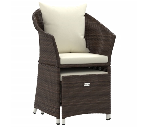 Set muebles de jardín 2 piezas y cojines ratán sintético marrón