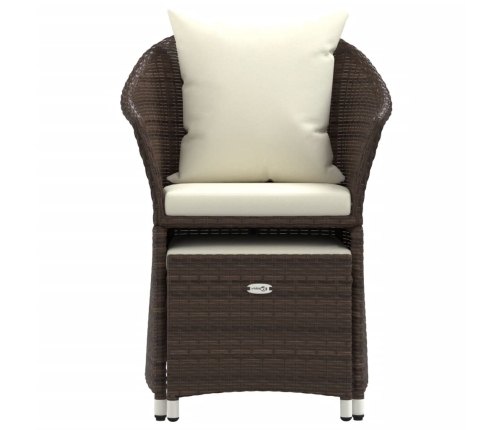 Set muebles de jardín 2 piezas y cojines ratán sintético marrón