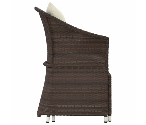 Set muebles de jardín 2 piezas y cojines ratán sintético marrón
