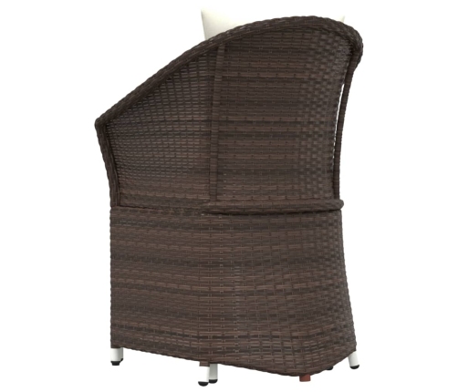 Set muebles de jardín 2 piezas y cojines ratán sintético marrón