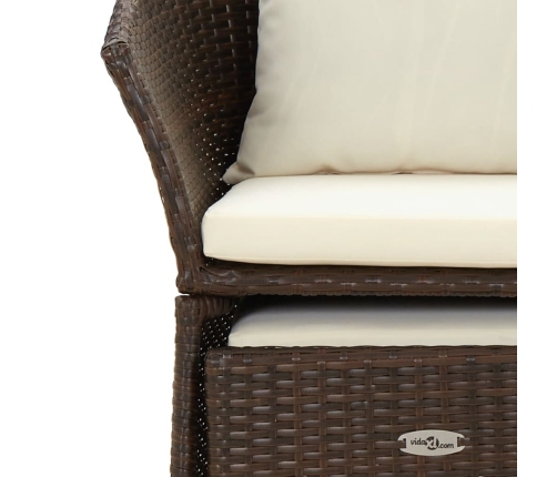 Set muebles de jardín 2 piezas y cojines ratán sintético marrón