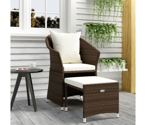 Set muebles de jardín 2 piezas y cojines ratán sintético marrón