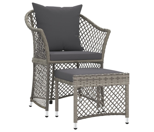 Set de muebles de jardín 2 pzas cojines ratán sintético gris
