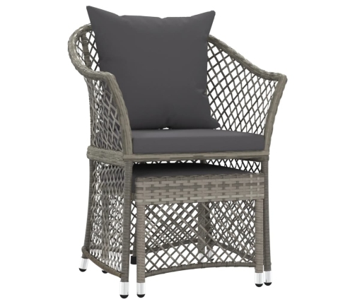 Set de muebles de jardín 2 pzas cojines ratán sintético gris