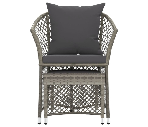 Set de muebles de jardín 2 pzas cojines ratán sintético gris