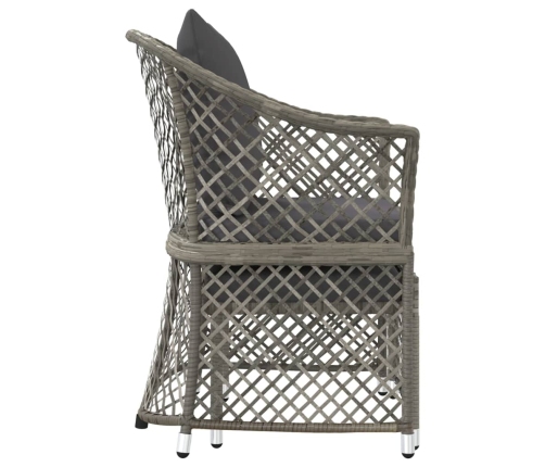 Set de muebles de jardín 2 pzas cojines ratán sintético gris