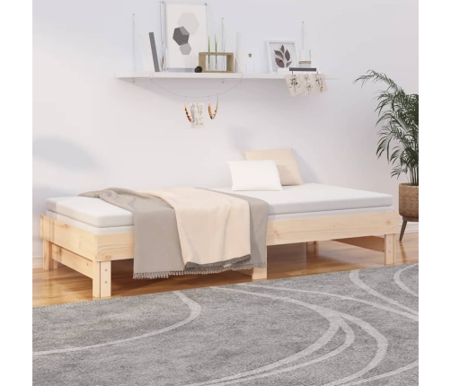 vidaXL Sofá cama extraíble madera maciza de pino 2x(100x200) cm