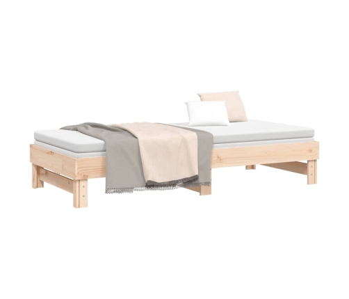 vidaXL Sofá cama extraíble madera maciza de pino 2x(100x200) cm