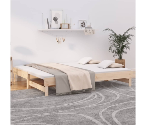 vidaXL Sofá cama extraíble madera maciza de pino 2x(100x200) cm