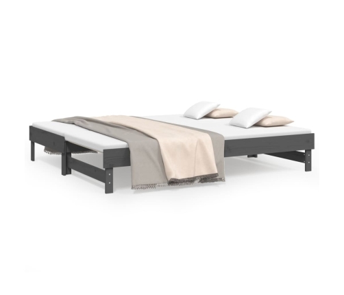 vidaXL Sofá cama extraíble madera maciza de pino gris 2x(100x200) cm