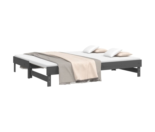 vidaXL Sofá cama extraíble madera maciza de pino gris 2x(100x200) cm