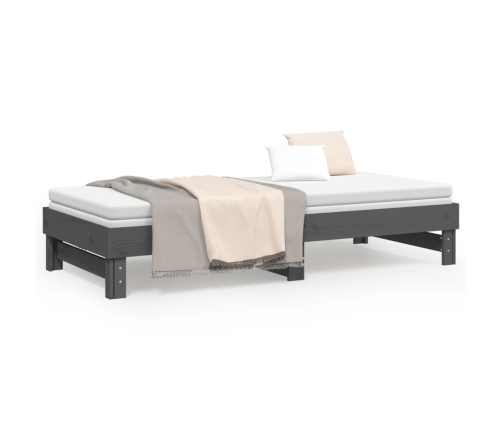 vidaXL Sofá cama extraíble madera maciza de pino gris 2x(100x200) cm