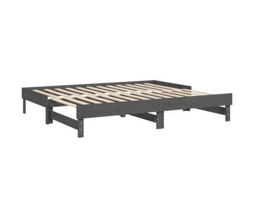 vidaXL Sofá cama extraíble madera maciza de pino gris 2x(100x200) cm